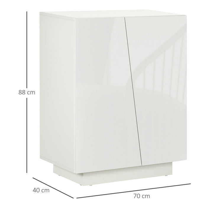 Freestanding Wooden Cabinet for Bedroom - High-Gloss Sideboard with Adjustable Shelves - Elegant Storage Solution for Clutter-Free Living Spaces