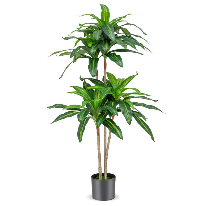 Dracaena Replica, 140 CM - Artificial Plant with 92 Lifelike Leafs and Cement Pot - Ideal Decorative Accent for Indoor Spaces