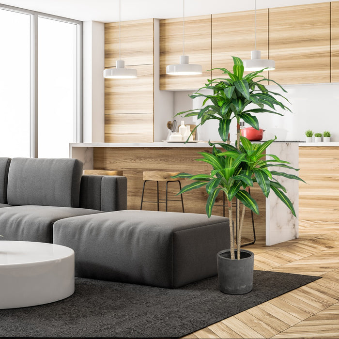 Dracaena Replica, 140 CM - Artificial Plant with 92 Lifelike Leafs and Cement Pot - Ideal Decorative Accent for Indoor Spaces