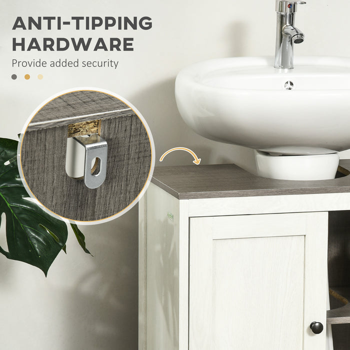 Modern Bathroom Sink Cabinet - Freestanding Floor Storage Cupboard with Adjustable Shelf & Double Doors in Antique White - Ideal for Bathroom Organization and Style Enhancement