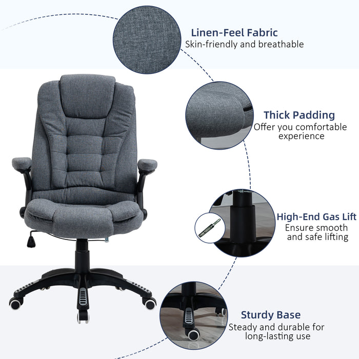 Ergonomic Swivel Chair with Armrests - Comfortable Adjustable & Reclining Office Desk Chair, Dark Grey - Ideal for Home Office and Long Working Hours