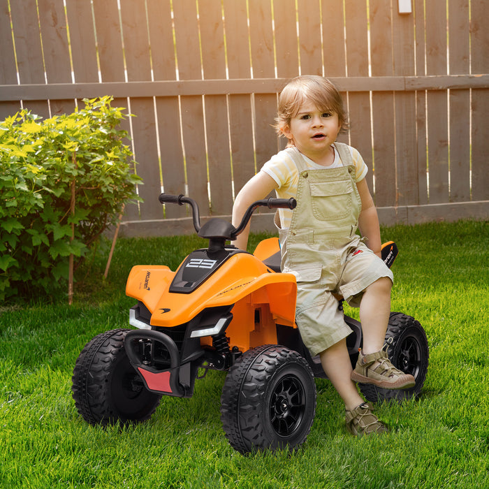 McLaren Licensed 12V Quad Bike - Electric Ride-On with Music, Headlights, MP3, Suspension - Perfect for Kids Aged 3-8 Years, Orange
