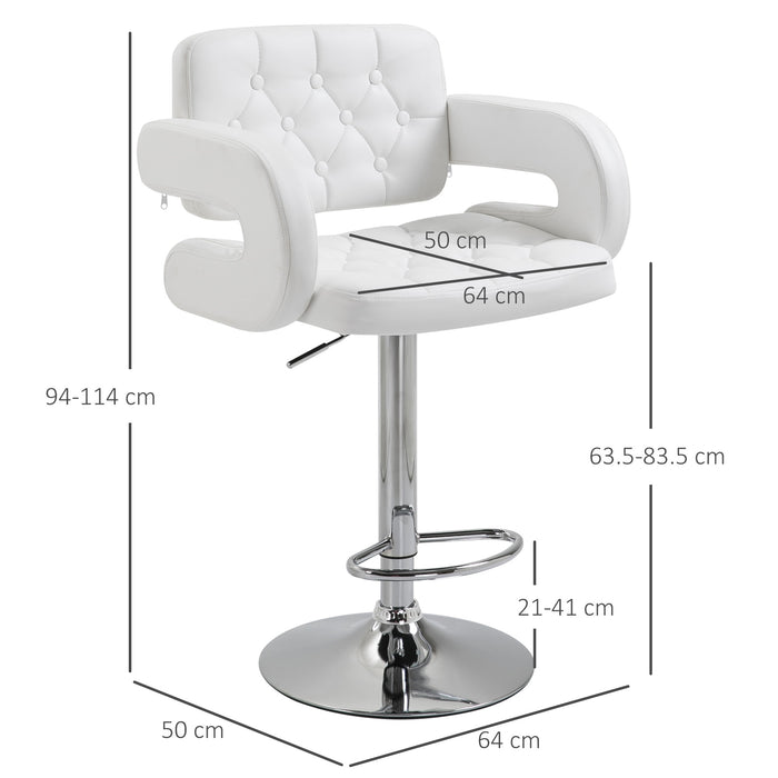 Height-Adjustable Swivel Barstool with Armrest and Footrest - PU Leather Upholstery, Ergonomic Back Support for Kitchen Comfort - Tailored for Home Bar Enthusiasts and Casual Diners