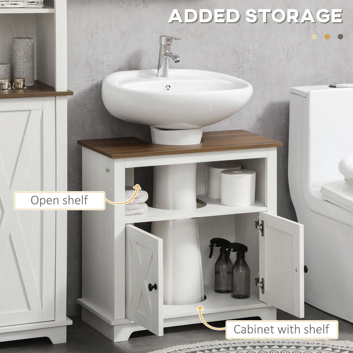 Bathroom Vanity Cabinet with Storage - Under Sink Design with Double Doors and Shelves, 60cm x 30cm x 60cm - Space-Saving Solution for Bathroom Organization