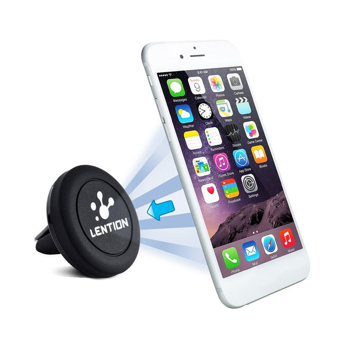 LENTION A500 - Magnetic Car Air Vent Phone Holder Mount Bracket with 360° Rotation - Designed for iPhone 13, 12, POCO X3, F3 Usage