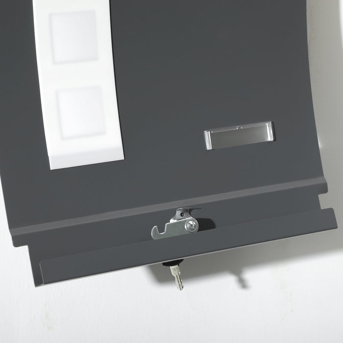 Weatherproof Wall-Mounted Letter Box - Modern Anthracite Grey Mailbox with Viewing Windows & Nameplate - Secure Outdoor Post Solution with 2 Keys