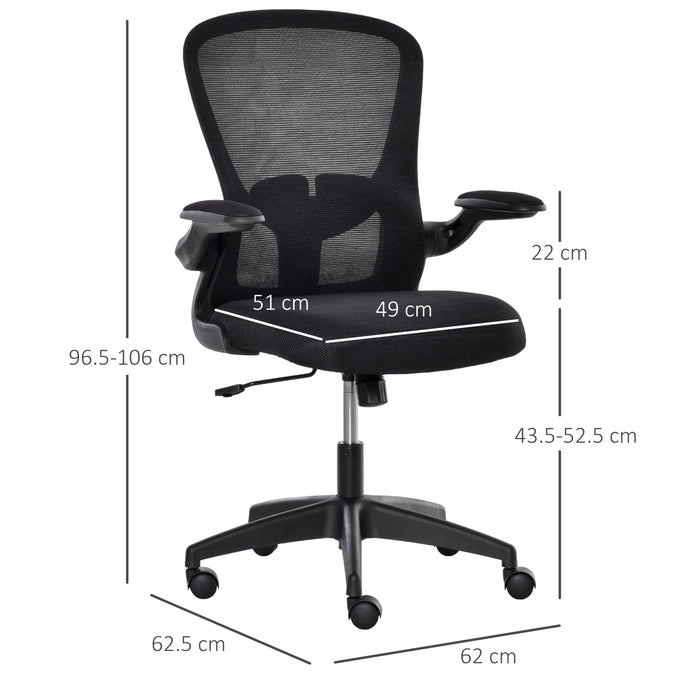Ergonomic Mesh Swivel Chair - Adjustable Task Desk Chair with Lumbar Support and Flip-Up Arms - Ideal for Home Office Comfort and Productivity