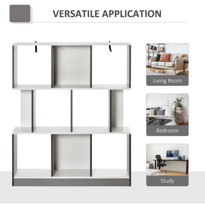 3-Tier 8-Cube Display Shelving Unit - Contemporary Home Office Bookcase with Safety Anti-Tipping - Stylish & Versatile Free-standing Organizer for Books and Decor in Grey White