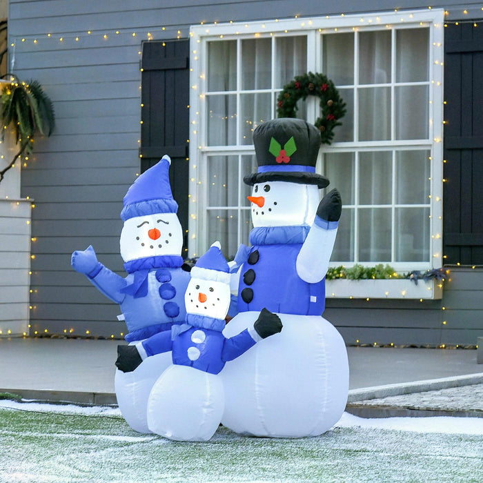 Christmas Inflatable Snowman Family with LED Lights - Outdoor Seasonal Home Decoration - Perfect for Festive Garden Display
