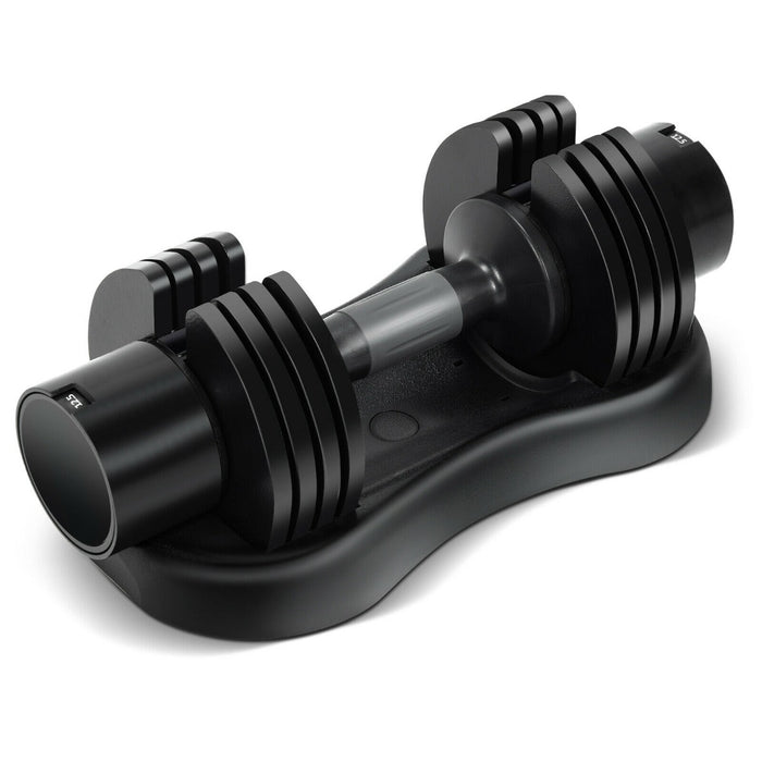 Adjustable Dumbbell - 5-in-1 Design, Tray Included and Non-slip Metal Handle - Ideal for Home Fitness Workouts