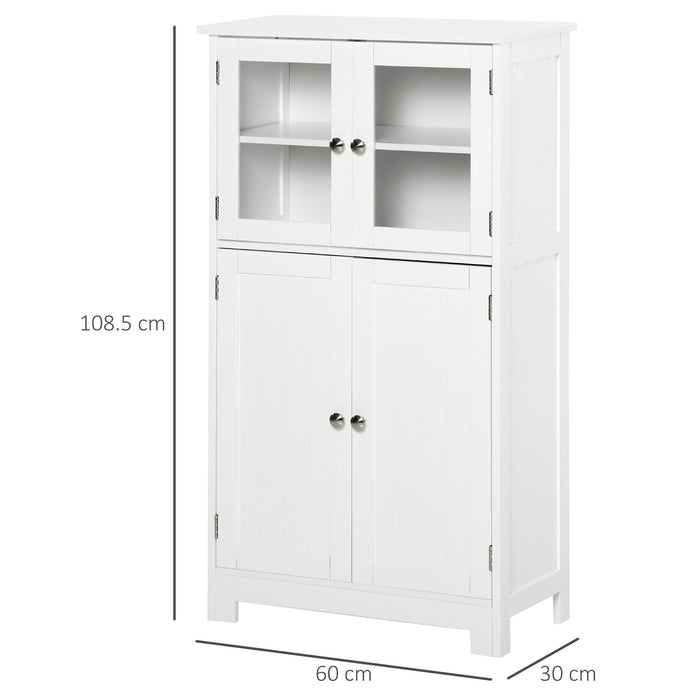 Elegant Bathroom Floor Cabinet - Tempered Glass Doors with Adjustable Shelf - Space-Saving Organizer for Entryway or Living Room