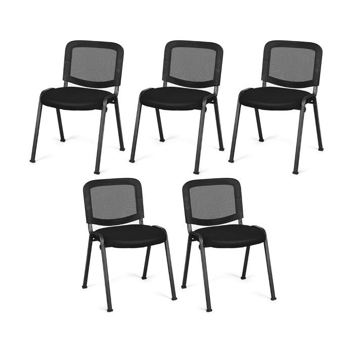 Modern Stackable Upholstered Armless Chair, Set of 5 - Spacious Conference and Reception Furniture - Ideal for Commercial and Office Use