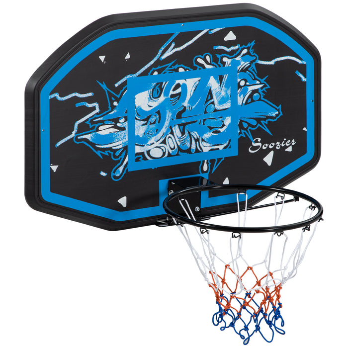 Mini Basketball Hoop with Backboard - Wall Mounted, Indoor & Outdoor Suitable for Kids & Adults - Blue and White, Home & Office Play Equipment