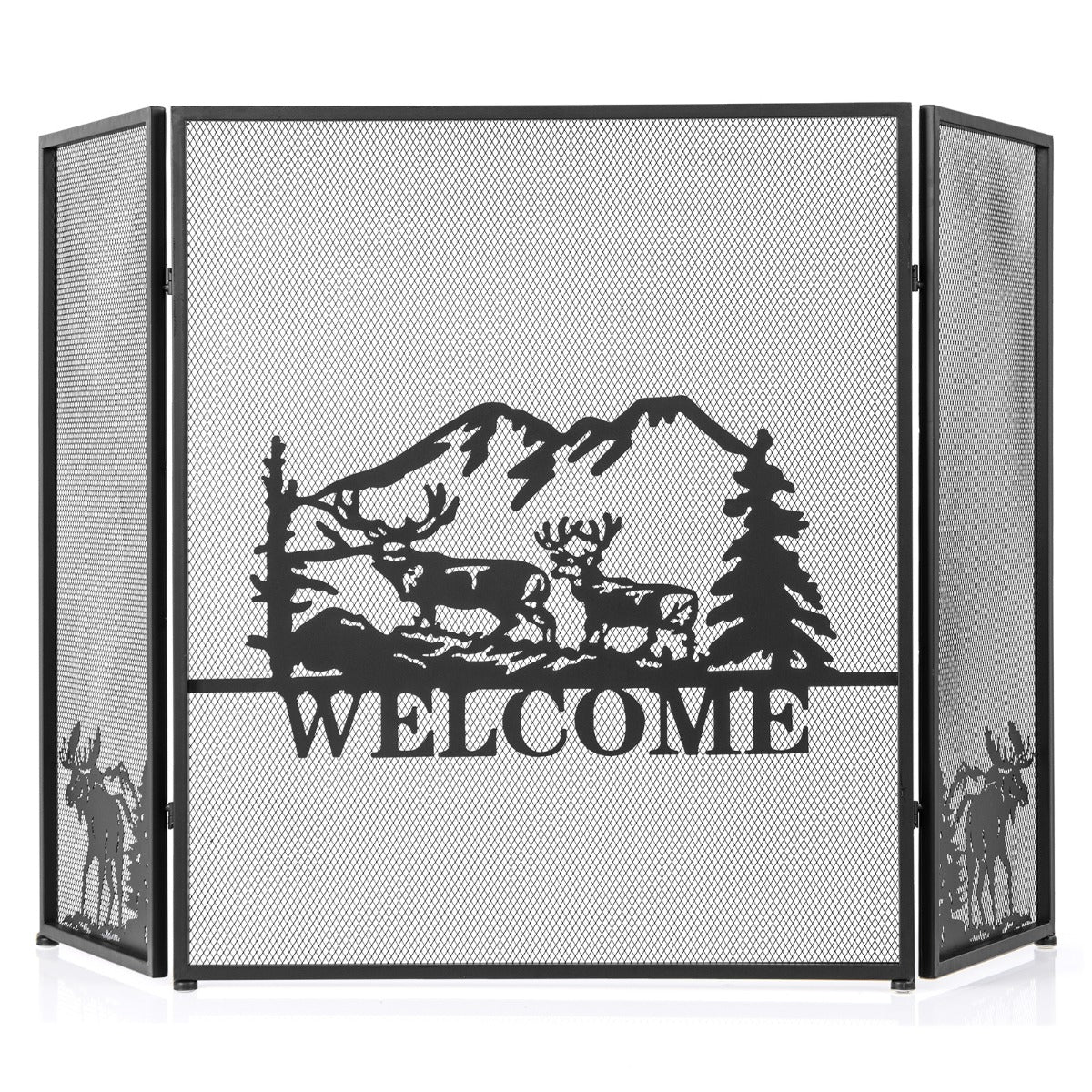 Fireplace Screen 132 x 79 cm - Natural Scenery and Moose Pattern Design - Ideal for Safety and Aesthetics Around the Hearth
