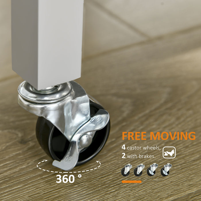 Rubberwood Top Kitchen Trolley - Rolling Utility Cart with Towel Rack, Storage Shelves & Drawer - Mobile Serving Solution for Dining Spaces in Grey