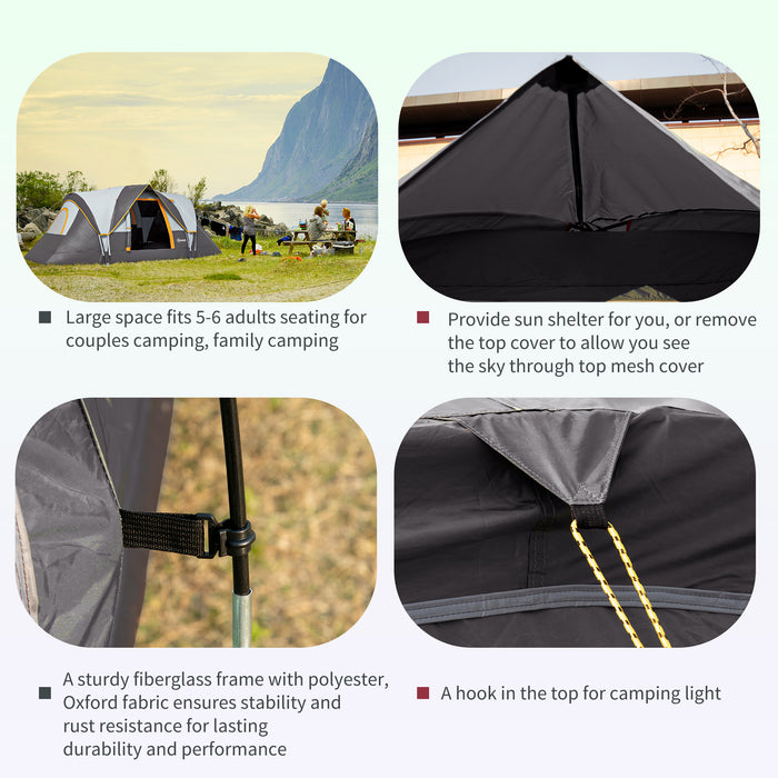 Dome Camping Tent for 5-6 People - UV Protected & 3000mm Water Resistant Outdoor Shelter for Hiking - Multicolor Family Tunnel Tent
