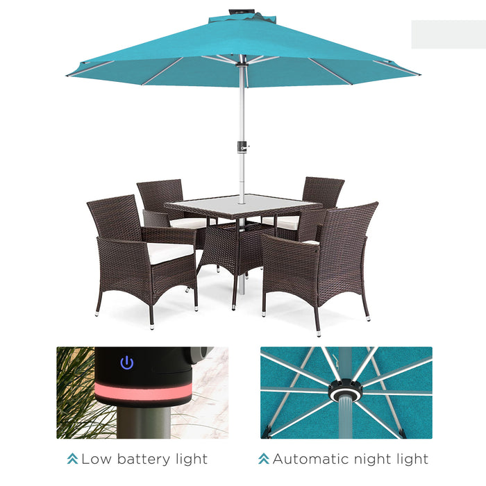 Solar-Powered LED Patio Umbrella with USB - 4 Lighting Modes, Lighted Outdoor Deck Umbrella - Perfect for Evening Entertainment and Relaxation