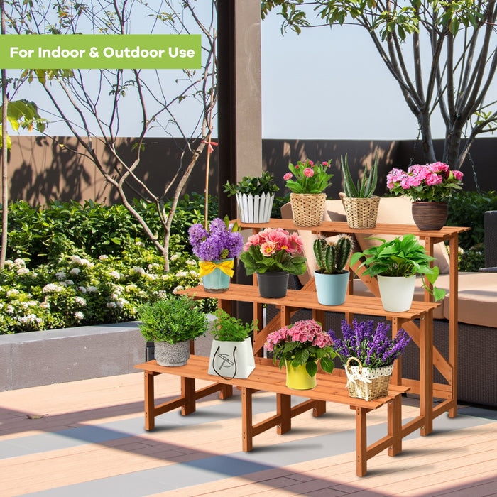 Freestanding Shelf Rack - Ladder Step Design with Strong Weight Capacity - Ideal for Indoor and Outdoor Storage Solutions