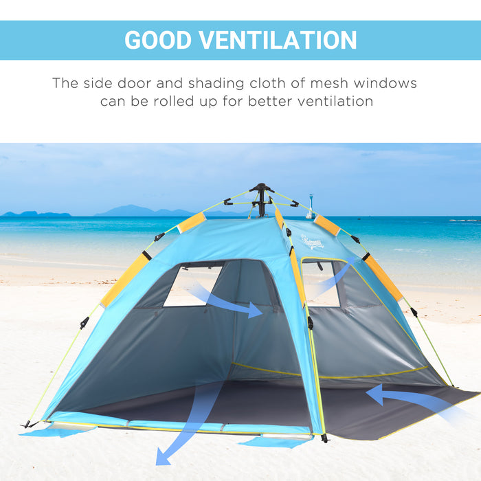 Pop-up Beach Tent for 1-2 People - Easy Setup with Dual Mesh Windows & Entryways, Dark Green - Ideal for Sun Shelter and Privacy