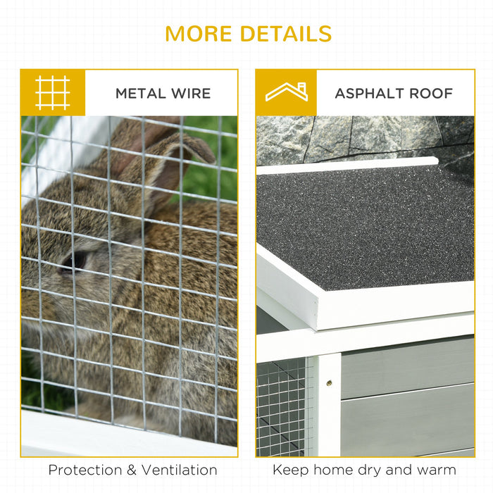 Wooden Rabbit Hutch with Pet Run Cover - UV-resistant Asphalt Roof & Water-repellent Finish for Extended Durability - Ideal for Indoor/Outdoor Use by Small Animals