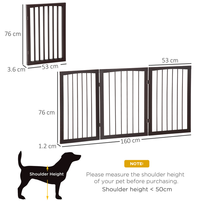 3-Panel Folding Wooden Pet Gate - Indoor Free-Standing Safety Fence for Dogs - Portable Barrier for Pet Separation and Security