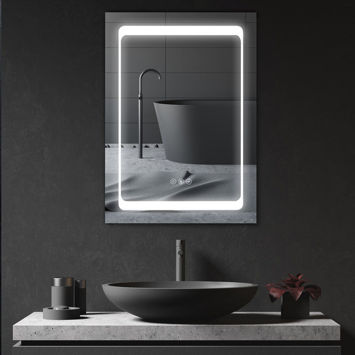 Wall-Mounted LED Mirror Cabinet with Shelves - Touch-Sensitive Illumination for Bathroom Organization - Ideal for Makeup and Cosmetic Storage