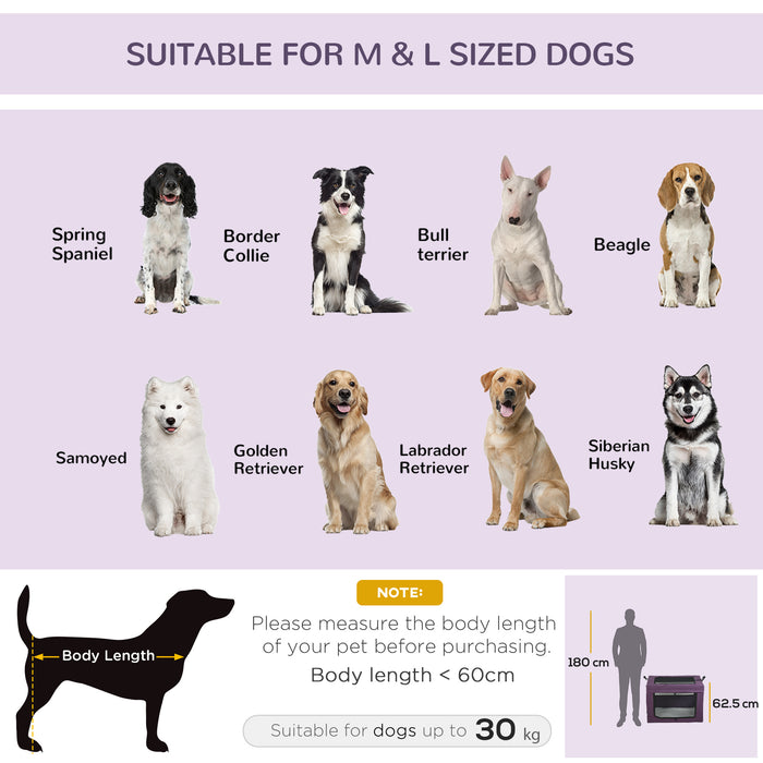 Foldable 90cm Pet Carrier - Portable Cat & Dog Travel Bag with Cushion, Purple - Ideal for Medium to Large Sized Pets