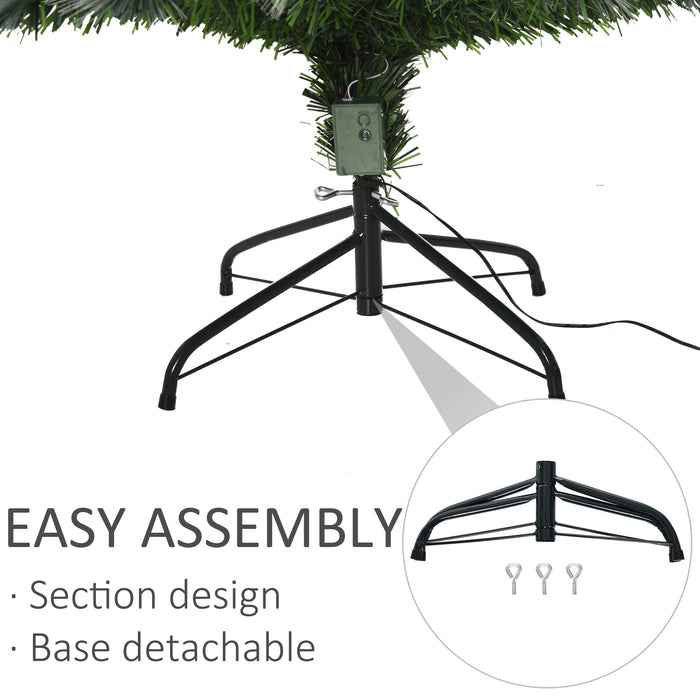 HOMCM 6ft Pre-Lit Christmas Tree - White Artificial Tree with 230 LED Lights and Star Topper, Tri-Base Stand - Full-Bodied Design for Festive Home Decor