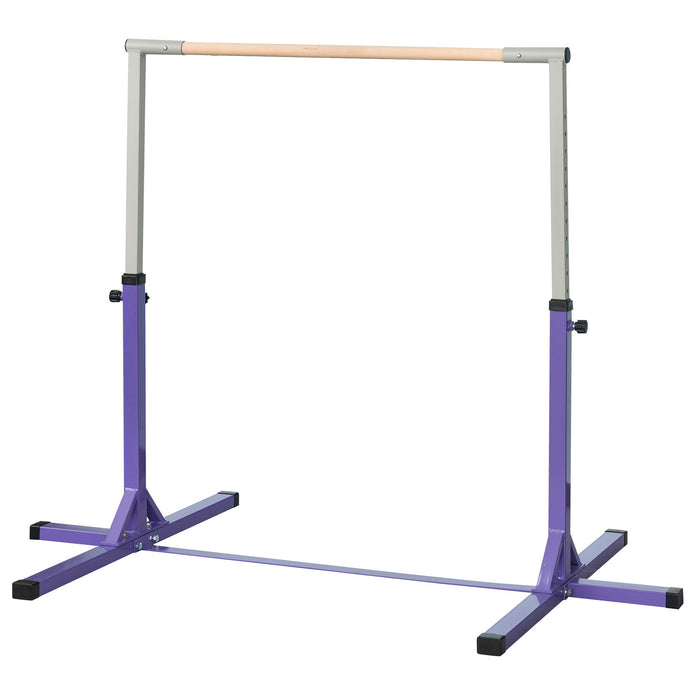 Adjustable Horizontal Gymnastics Bar in Purple - Steel Frame, Junior Kip High Bar for Home Gym Training - Ideal for Children's Gymnastic Development & Fitness