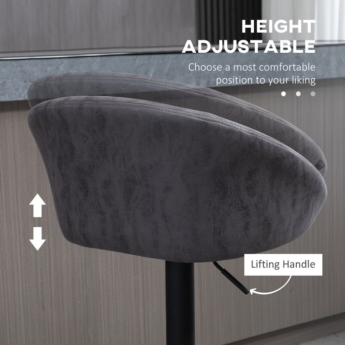 Adjustable Swivel Bar Stools Set of 2 - Modern PU Leather Breakfast Counter Chairs with Footrest and Armrest, Dark Brown - Ideal for Home Bar and Kitchen Island Seating