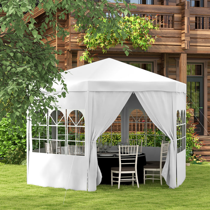Waterproof PE Canopy Shade with 6 Removable Side Walls - 4m Party Tent for Wedding and Outdoor Events - Ideal for Festive Gatherings and Commercial Use