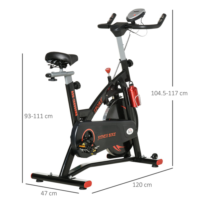 Stationary Fitness Bike with 10KG Flywheel - Indoor Aerobic & Cardio Workout Cycling Machine, Upright Design with LCD Monitor - Ideal for Home Fitness Enthusiasts