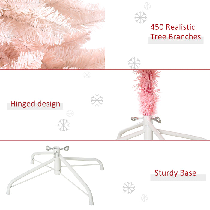 5ft White and Pink Artificial Christmas Tree with Metal Stand - Easy Automatic Open for Festive Decor - Ideal Holiday Centerpiece for Home Decoration