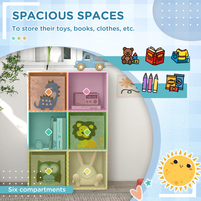 Kids' Storage Organizer with Fabric Bins - 61.8cm L x 29.9cm W x 91.5cm H White Toy Chest - Space-Saving Solution for Children's Playroom