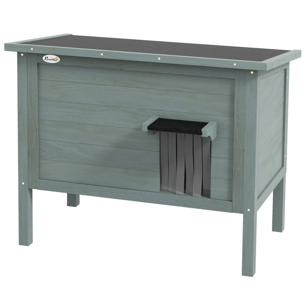 Insulated Wooden Feral Cat House - Removable Floor, Waterproof & Openable Roof, Charcoal Grey - Cozy Shelter for Outdoor Cats