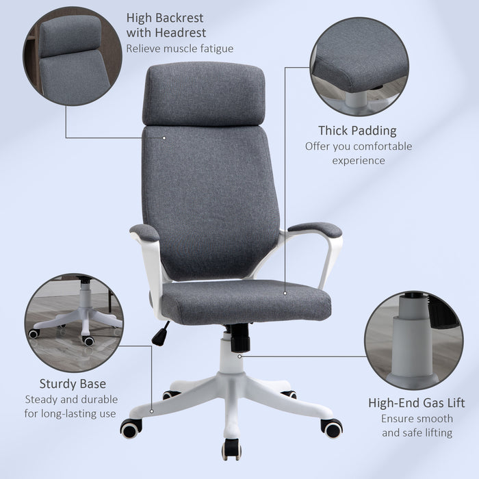 Ergonomic High-Back Office Chair - 360° Swivel, Adjustable Height with Lumbar Support - Comfortable Desk Task Chair for Home or Office Workers