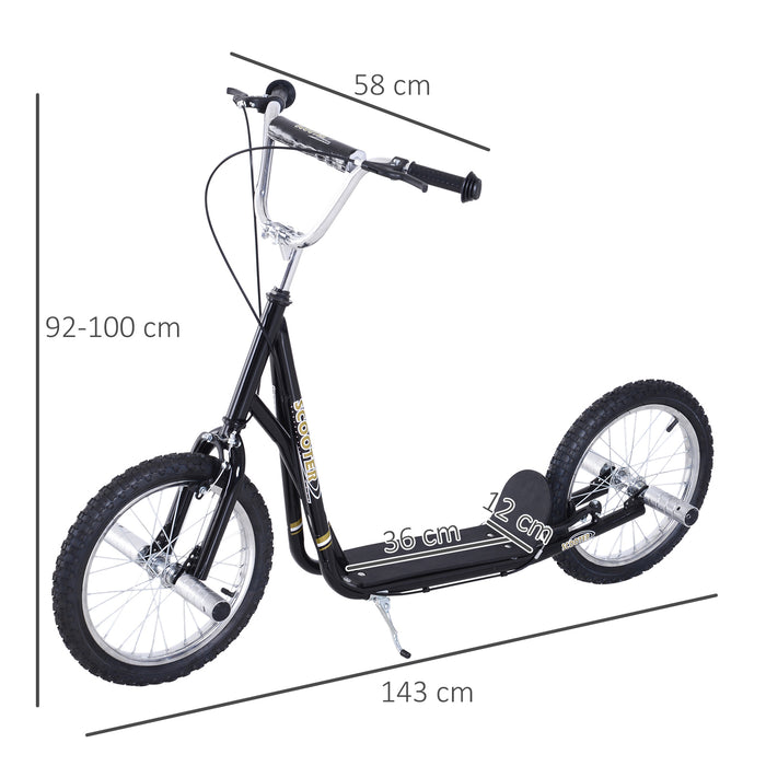 Pneumatic 16-Inch Tires Scooter - Robust Black Urban Commuter Vehicle - Ideal for Smooth & Comfortable City Rides