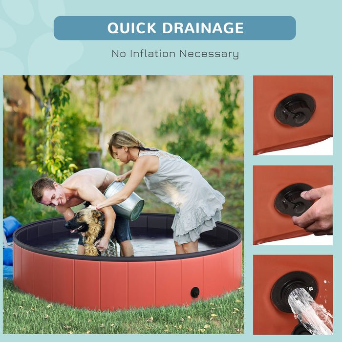 Extra Large Pet Swimming Pool, 140cm Diameter & 30cm Depth - Durable Foldable Dog Paddling Pool in Red - Ideal for Pets Cooling Off in Summer Heat