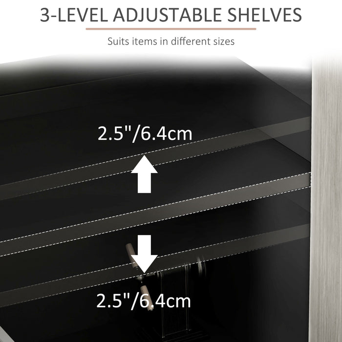Adjustable Shelving Sideboard - Living Room Storage Cabinet with 4 Doors and Pine Legs - Elegant Organization Solution for Home Spaces