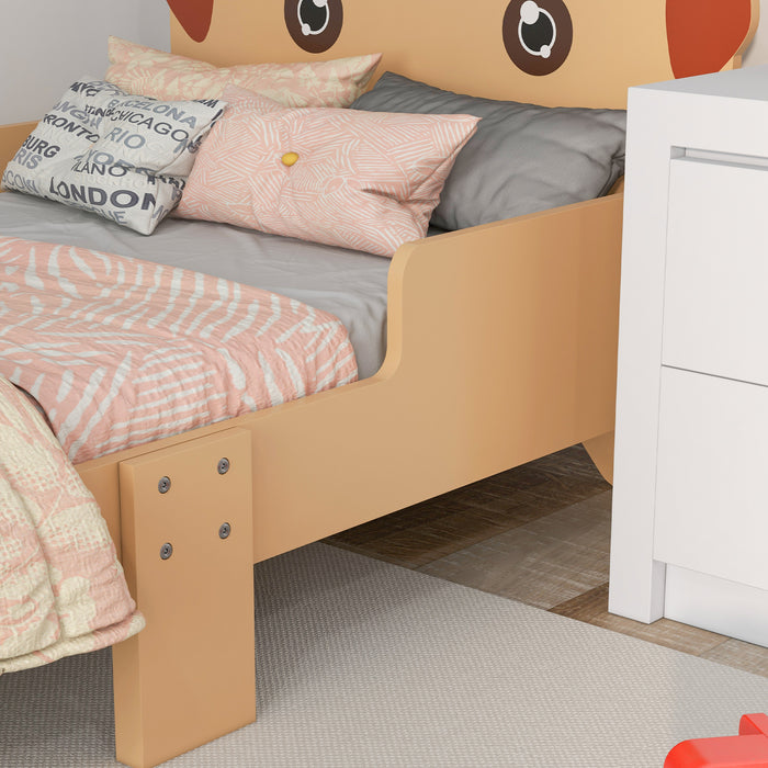 Puppy-Themed Toddler Bed - Sturdy Frame & Fun Design for Ages 3-6, 143x74x58 cm - Bright Yellow Color to Brighten Kids' Room