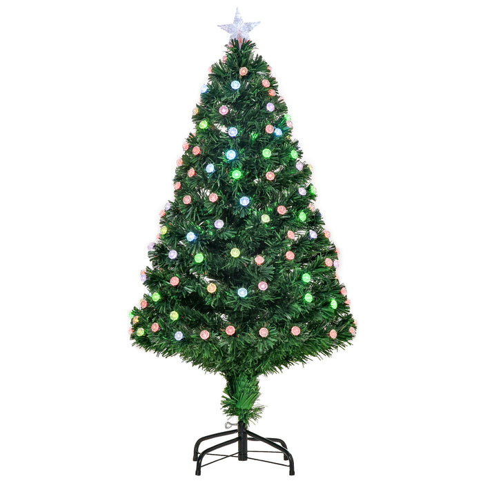 Pre-Lit 4FT Artificial Christmas Tree with Fiber Optic and LED Lights - Festive Holiday Home Decor in Lush Green - Ideal for Cozy Xmas Celebrations