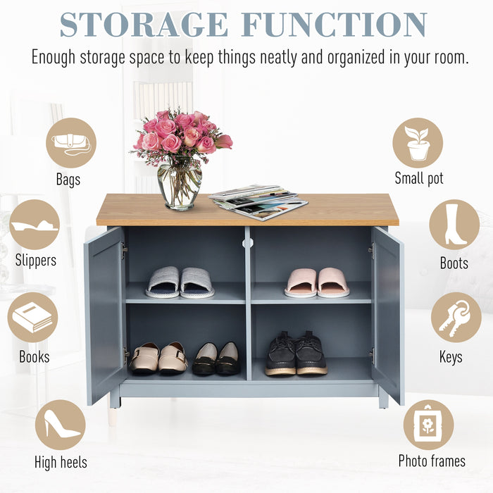 2-Door Shoe Cabinet with Storage Shelf - Entryway Bench and Hallway Organizer - Ideal for Bathroom Use and Shoe Organization