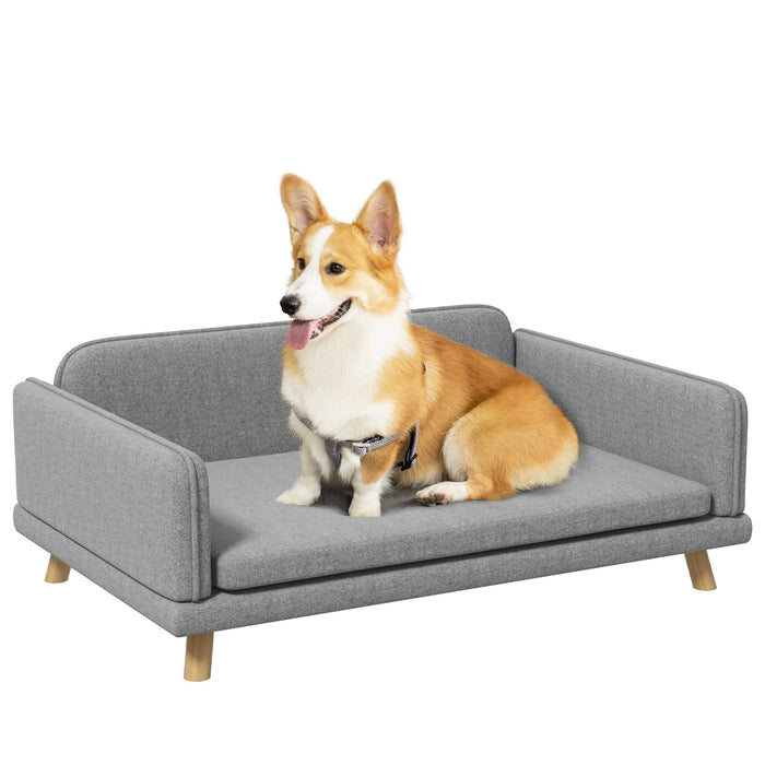 Pet Lounge Sofa with Elevated Legs - Water-Resistant Fabric, Medium-Sized Dog Couch, Removable Grey Cover - Ideal Furniture for Pets & Easy Cleaning Solution