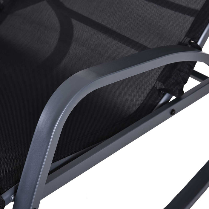 Zero Gravity Rocker Patio Chair - Adjustable Reclining Outdoor Lounger with Pillow and Footrest, Texteline Fabric - Perfect for Garden Relaxation and Comfort
