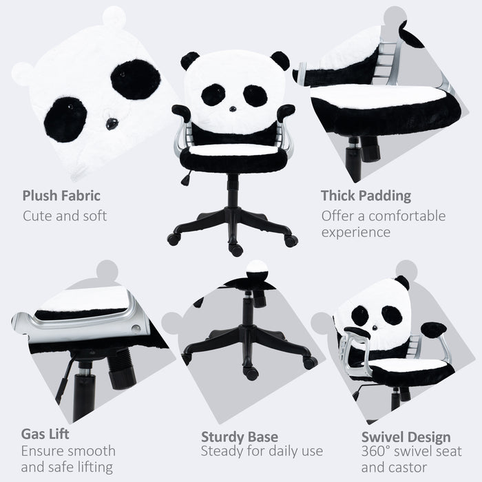 Fluffy Panda - Cozy Adjustable Desk Chair with Padded Armrests, Tilt Mechanism & Height Control - Ideal for Comfortable Office Seating & Stylish Workspace