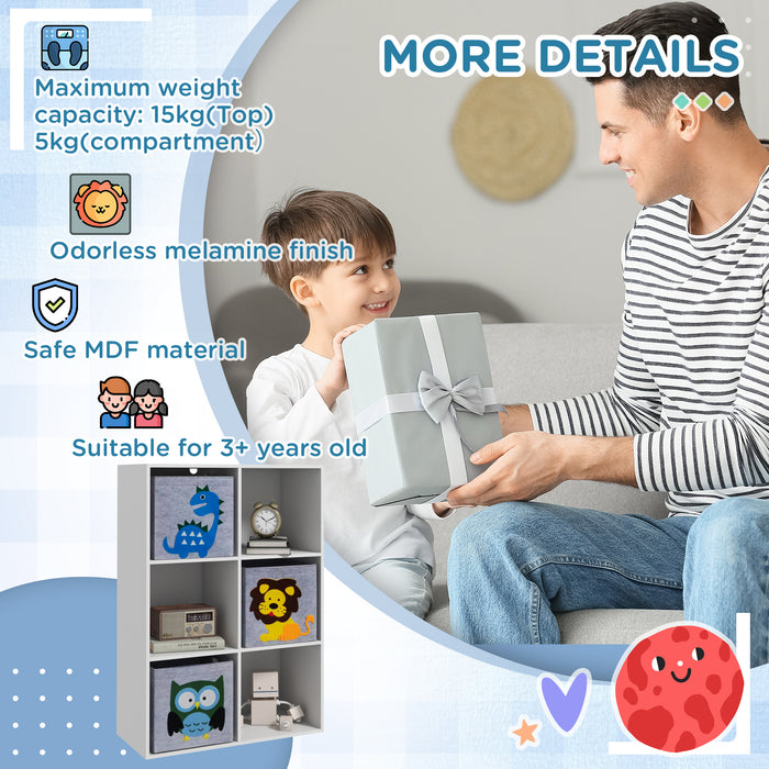 Kids' Storage Organizer with Fabric Bins - 61.8cm L x 29.9cm W x 91.5cm H White Toy Chest - Space-Saving Solution for Children's Playroom
