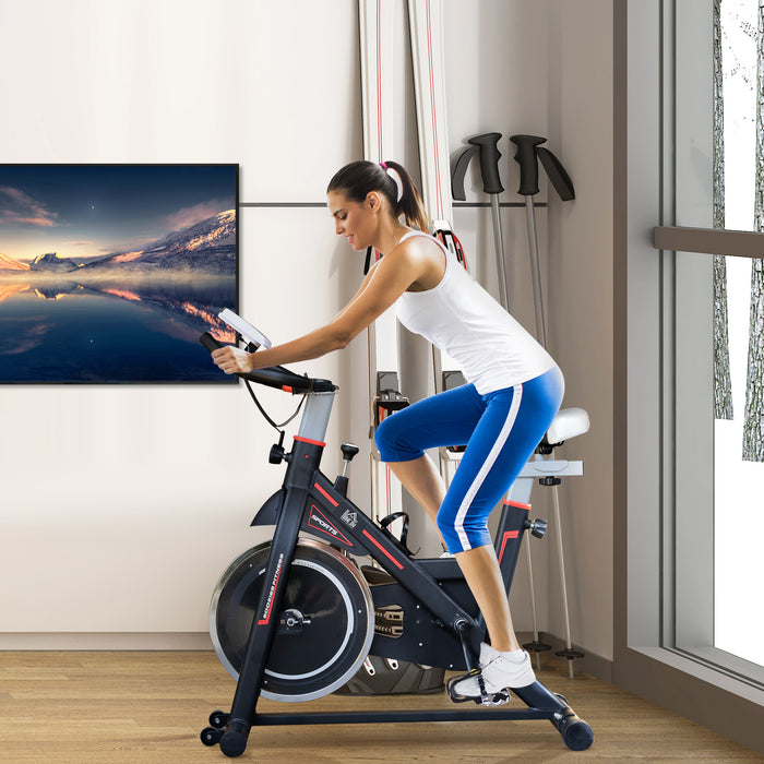 Belt-Driven Fitness Cycling Machine with LCD Monitor - Sturdy and Quiet Indoor Workout Equipment - Ideal for Cardio Training at Home