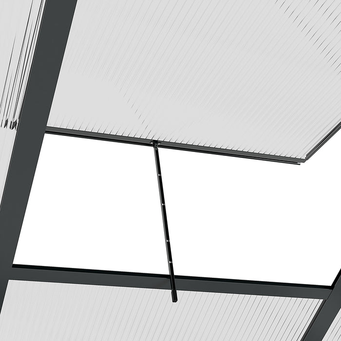 Large Walk-In Clear Polycarbonate Greenhouse - 6 x 6 ft Durable Plant Grow House with Sliding Door and Ventilated Window - Ideal for Garden Enthusiasts and Seasonal Planting