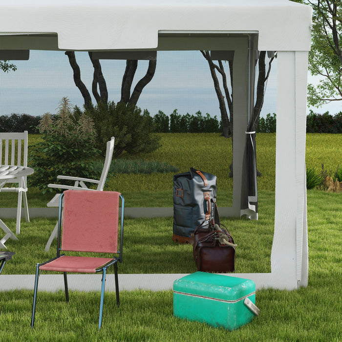 Waterproof PE Canopy Shade - 4x3m Outdoor Party Tent Wedding Gazebo with Panels - Ideal for Events & Garden Gatherings