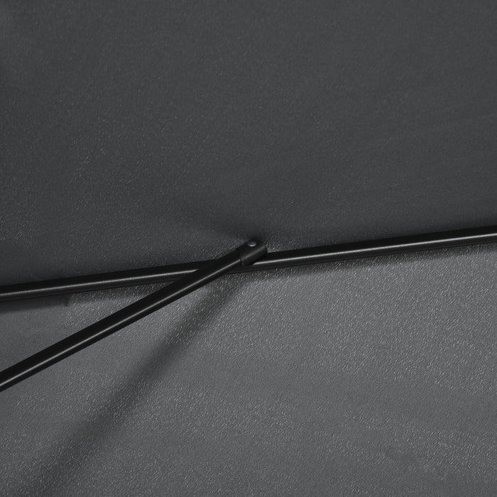 Aluminum Tilt Crank Patio Parasol - 3x2m Rectangular Garden Umbrella with Steel Canopy in Black - Outdoor Sun Shade for Garden, Patio & Deck Areas